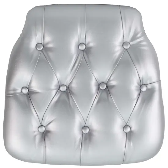 Emma and Oliver Hard Tufted Vinyl Chiavari Chair Cushion Silver {1}