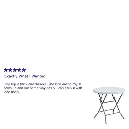 Emma and Oliver 2.63-Foot Round Plastic Folding Table Granite White {4}