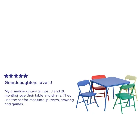 Emma and Oliver Kids 5 Piece Folding Table and Chair Set - Kids Activity Table Set {3}