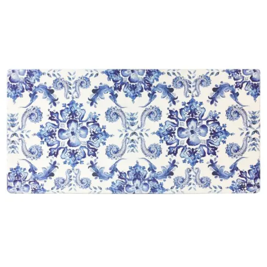 Oversized 20"x39" Anti-Fatigue Embossed Floor Mat (POPPY SKETCH TILE BLUE) {1}