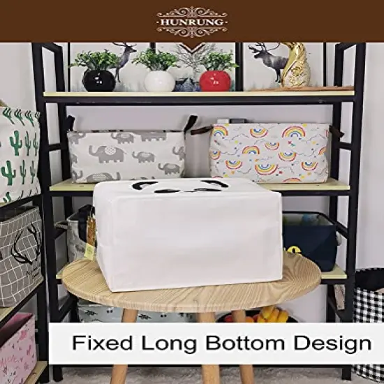 HUNRUNG Rectangle Storage Basket Cute Canvas Organizer Bin for Pet/Children Toys, Books, Clothes Perfect for Rooms/Playroom/Shelves (Panada) {5}