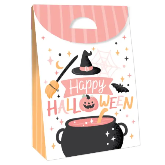 Big Dot of Happiness Pastel Halloween - Pink Pumpkin Party Gift Favor Bags - Party Goodie Boxes - Set of 12 {4}