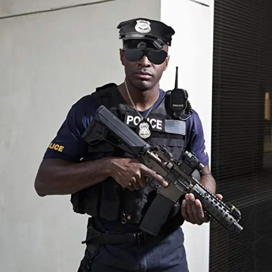 Beelittle Police Officer Role Play Kit Police Hat Handcuffs Walkie Talkies Policeman Badge Sunglasses Police Costume Accessories for Cop Swat FBI Halloween Party Dress up (B) {2}