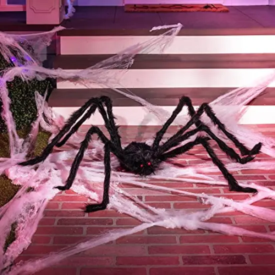 JOYIN 5 Ft. Halloween Outdoor Decorations Hairy Spider,Scary Giant Spider Fake Large Spider Hairy Spider Props for Halloween Yard Decorations Party Decor, Black {2}