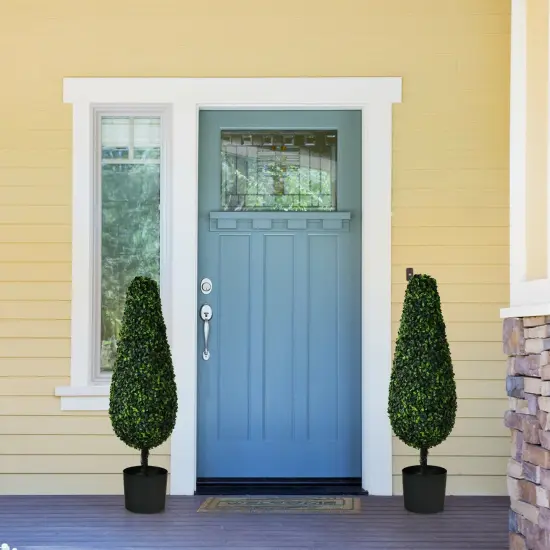 2 Pack 3 Feet Artificial Tower UV Resistant Indoor Outdoor Topiary Tree {6}
