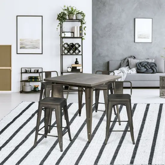 24" Set of 4 Cafe Side Chairs with Rubber Feet and Removable Back {2}