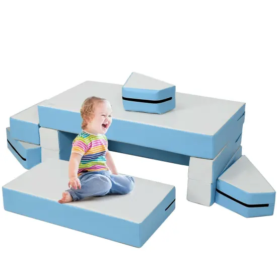 4-in-1 Crawl Climb Foam Playset Versatile Indoor Fun for Kids Blue {6}