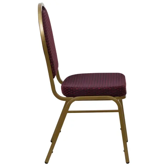 Emma and Oliver Dome Back Stacking Banquet Dining Chair BurgundyFab/Gold {5}