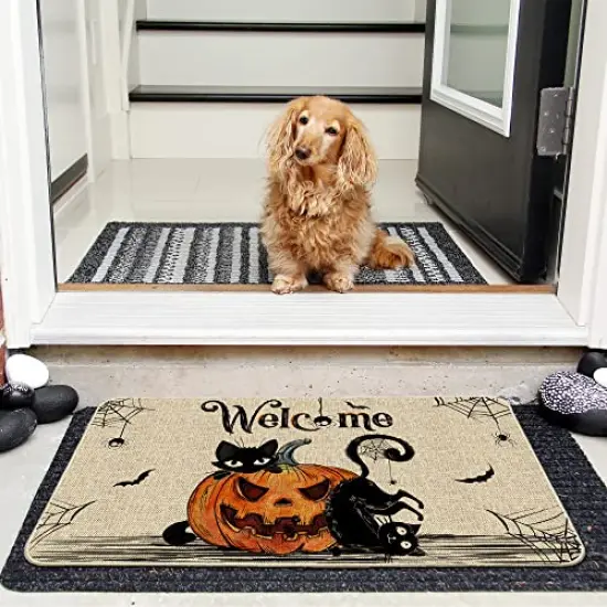 Hexagram Halloween Door Mats 17x29 Inch, Welcome Mats Outdoor, Halloween Cat Farmhouse Decor,Halloween Doormats for Front Door Decorations {2}