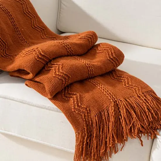 BATTILO HOME Caramel Throw Blanket for Couch, Orange Red Throw Blanket for Bed, Fall Decor Rust Red Fall Throw Blanket, 50"x60" {1}