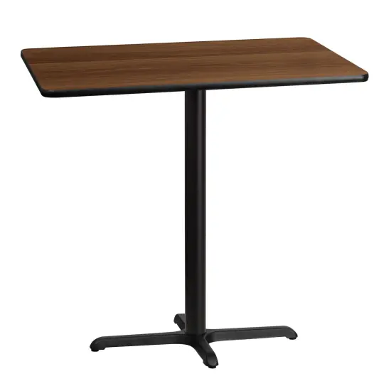 Emma and Oliver 30"x42" Rectangular Laminate Bar Table with 23.5"x29.5" Base Walnut {1}