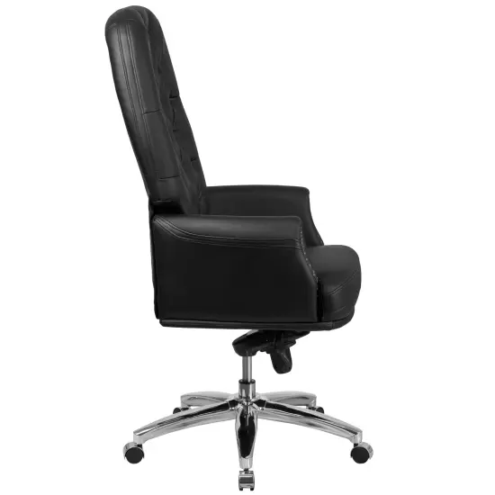 Merrick Lane Yennefer Faux Leather Office Chair with Ergonomic Lumbar Support and Button Tufted High-Back Design Black {5}