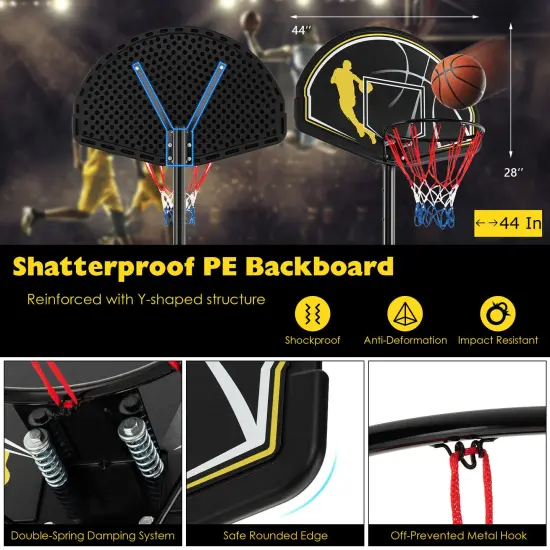 4.25-10 Feet Portable Adjustable Basketball Goal Hoop System {5}