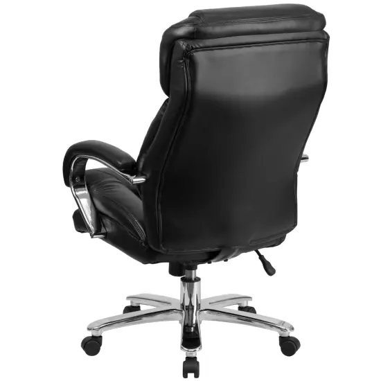 Emma and Oliver 24/7 500 lb. Big & Tall Executive Swivel Ergonomic Office Chair with Loop Arms Black LeatherSoft {4}