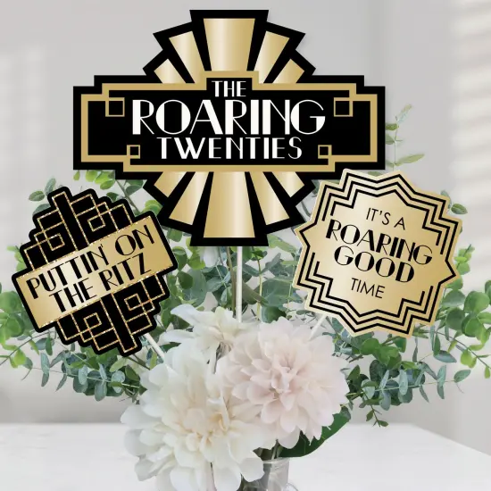 Big Dot of Happiness Roaring 20's - 1920s Art Deco Jazz Party Centerpiece Sticks - Table Toppers - Set of 15 {1}