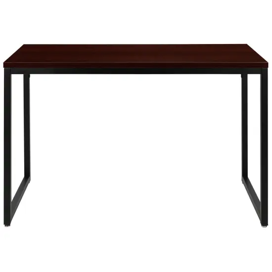 Merrick Lane Berlin 47 Inch Computer Desk with Open Metal Frame Mahogany/Black {3}