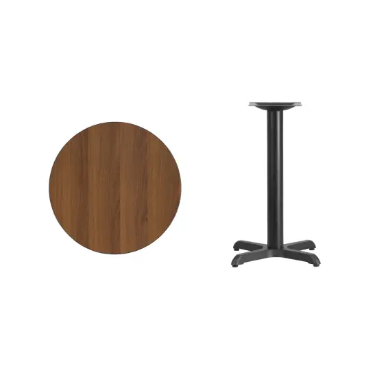 Emma and Oliver 24" Round Laminate Table Top with 22"x22" Table Height Base Natural {6}