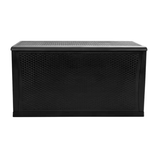 Merrick Lane 120 Gallon Weather Resistant Outdoor Storage Box for Decks, Patios, Poolside and More Black {4}