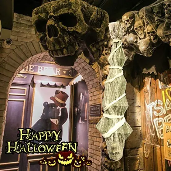 Halloween Decorations Outdoor - 70 Inch Hanging Corpses Props Scary Skeleton Body Inside Spider Web Halloween Yard Indoor & Outdoor Decor Halloween Party Favors Haunted House Decorations {6}