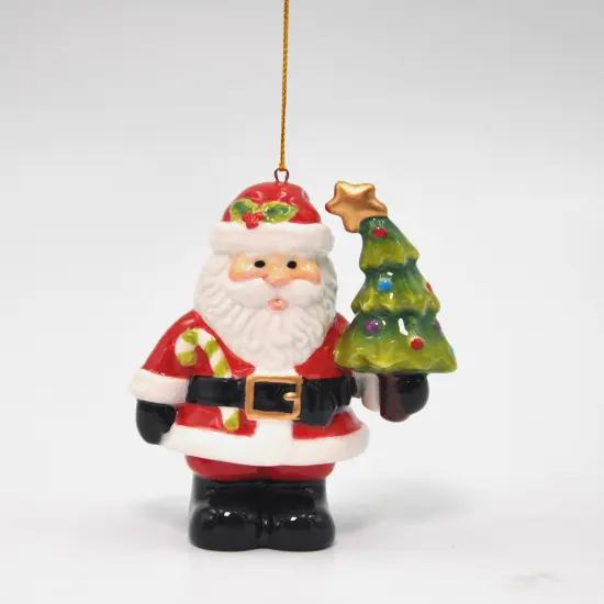 Ceramic Santa With Christmas Tree Ornament, Home D&eacute;cor, Gift for Her, Gift for Mom, Kitchen D&eacute;cor, Christmas D&eacute;cor {3}