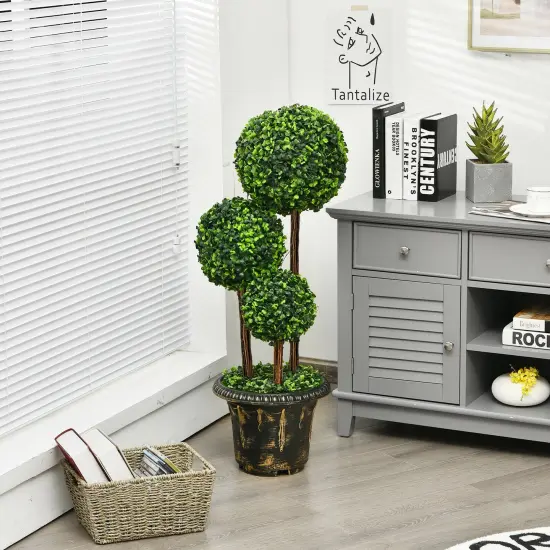 36-Inch Artificial Topiary Triple Ball Tree for Indoor and Outdoor {2}