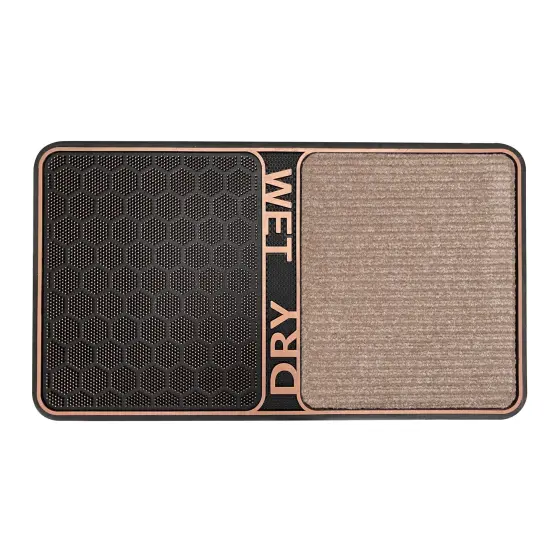 Wet & Dry Shoe Cleaning 18 in. x 32 in. Rectangular Door Mat Bronze {1}