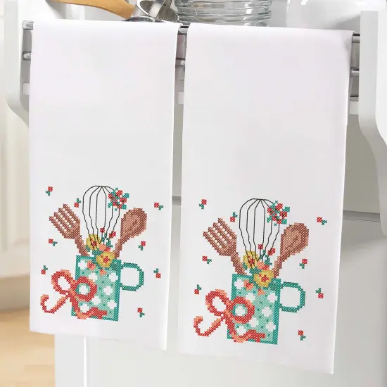 HerrschnersFloral Farmhouse Towel Pair Stamped Cross-Stitch Multi {1}
