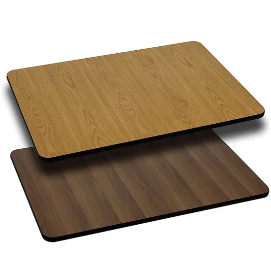 Emma and Oliver 24"x42" Rectangular Table Top with Reversible Laminate Top Black/Mahogany {4}