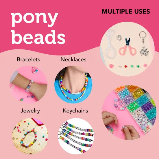 Incraftables Pony Beads for Bracelets Making 9mm (32 colors). Large Rainbow Pony Bead Bulk Kit for DIY Jewelry & Hair Craft. Plastic Kandi Bead Set (730pcs) w/ Alphabet Letter, Small Colorful Spacers {4}