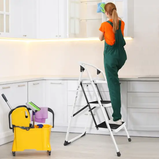 Folding 3-Step Ladder with Handgrip and Anti-Slip Platform {2}