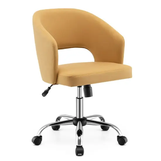 Upholstered Swivel Office Chair with Hollow Out Back {1}