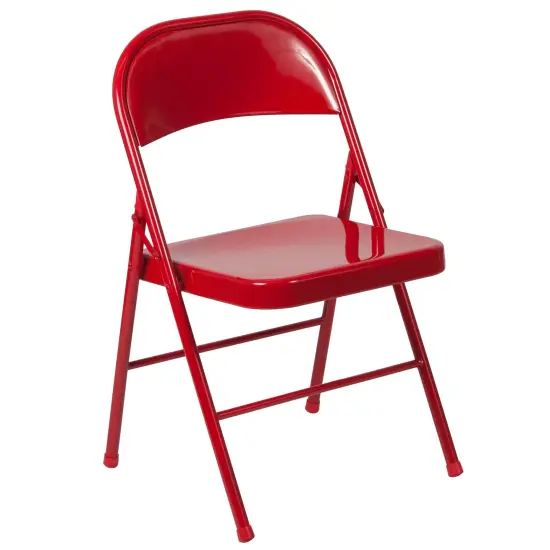 Emma and Oliver 4 Pack Double Braced Commercial Party Events Steel Metal Folding Chair Red {6}