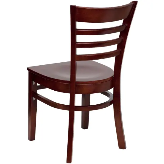 Emma and Oliver Ladder Back Wooden Restaurant Dining Chair Mahogany/Mahogany {3}