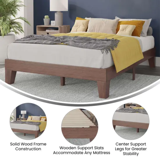 Merrick Lane Eduardo Platform Bed Frame, Solid Wood Platform Bed Frame With Slatted Support, No Box Spring Needed {2}