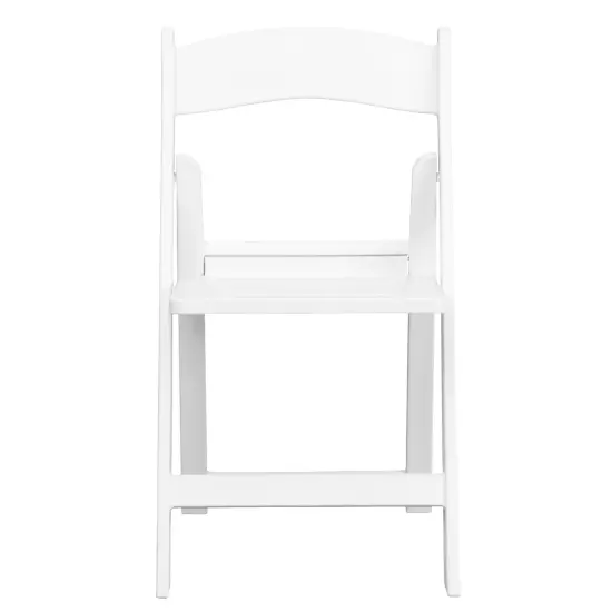 Emma and Oliver 4 Pack 800 lb. Capacity Resin Folding Chair with Slatted Seat White {3}