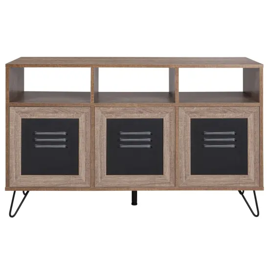 Emma and Oliver 44"W 3 Shelf Storage Console/Cabinet with Metal Doors Rustic {2}