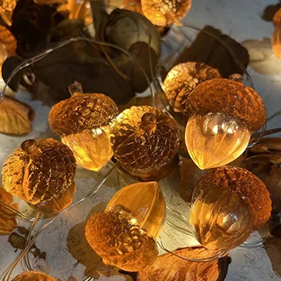 Thanksgiving D&eacute;cor 3D Acorn Decorations Autumn D&eacute;cor String Lights, Acorn Fall Harvest Decorative Lights 10ft 30LED USB Plug in Battery Operated for Bedroom Garland Fireplace Mantel Wreath Decor {3}