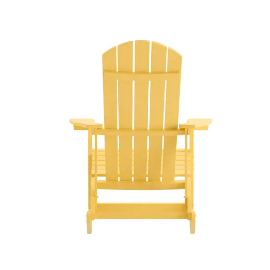 Merrick Lane Set of 2 Atlantic All-Weather Polyresin Adirondack Rocking Chair with Vertical Slats Yellow {4}