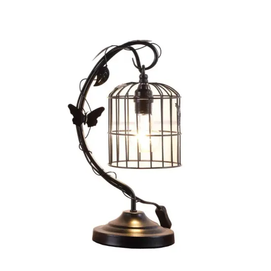 Yeah Depot 17.5" Iris Black Butterfly Garden Metal Table Lamp {4}