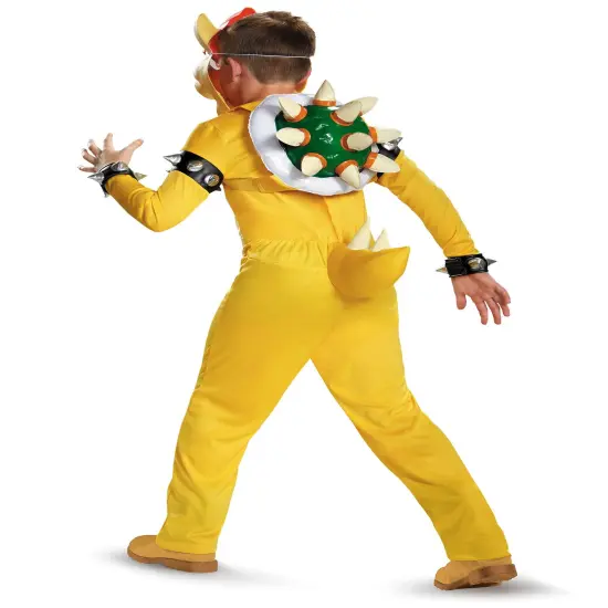 Super Mario Brothers Bowser Deluxe Costume For Kids Medium 7-8 {2}