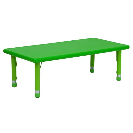Emma and Oliver 24"W x 48"L Rectangular Plastic Height Adjustable Activity Table Green {2}