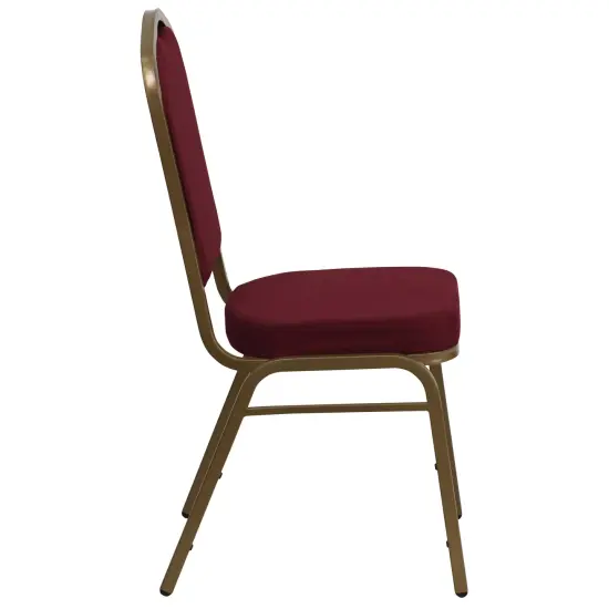 Emma and Oliver Crown Back Stacking Banquet Dining Chair BurgundyFabric/Gold {5}