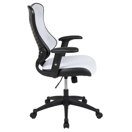 Emma and Oliver High Back Designer Mesh Executive Ergonomic Office Chair w/ Adjustable Arms White Mesh {5}