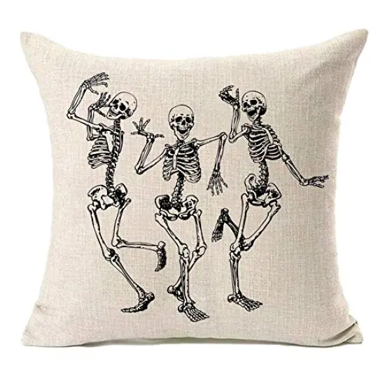 MFGNEH Halloween Skull Pillow Covers, Home Decor Cotton Linen Sofa Throw Pillow Case Cushion Cover 18" x 18" {1}