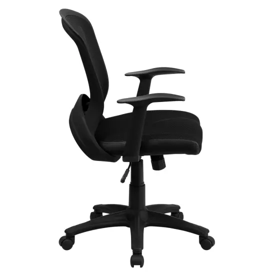 Emma and Oliver Mid-Back Designer Mesh Swivel Task Office Chair with Arms Black {5}