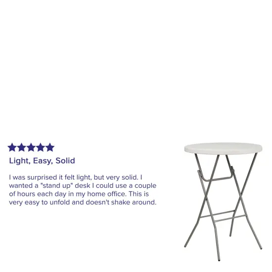 Emma and Oliver 2.63-Foot Round Plastic Bar Height Folding Table Granite White {4}