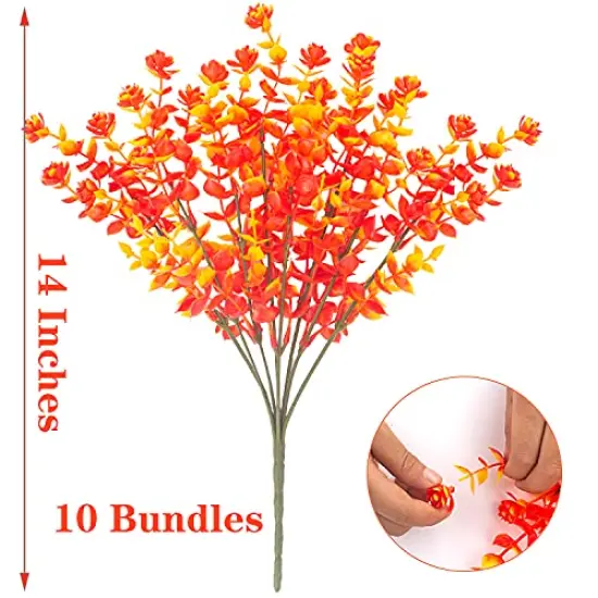 Artificial Fall Flowers, Fake Outdoor UV Resistant Autumn Plants for Home Kitchen Christmas Festival Thanksgiving Autumns Decoration(Gold Yellow) {2}