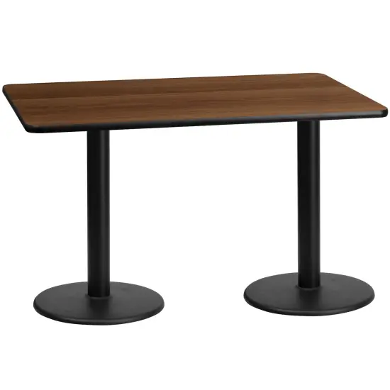 Emma and Oliver 30"x60" Rectangular Laminate Table with 18" Round Table Bases Walnut {1}