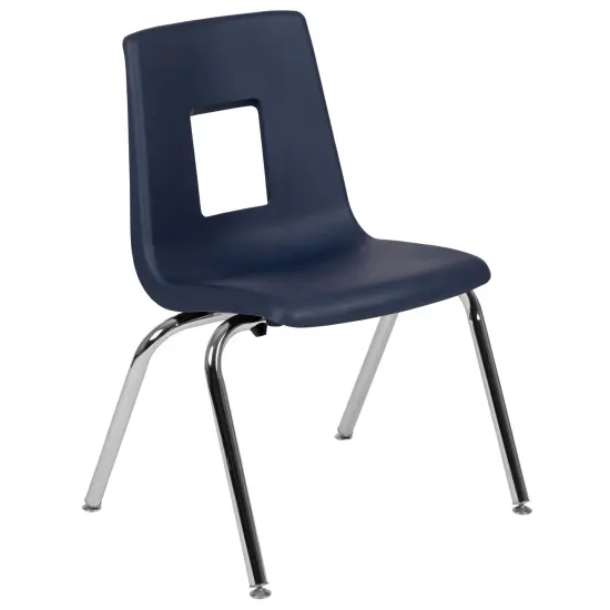 Emma and Oliver Student Stack School Chair - 16-inch Navy {2}