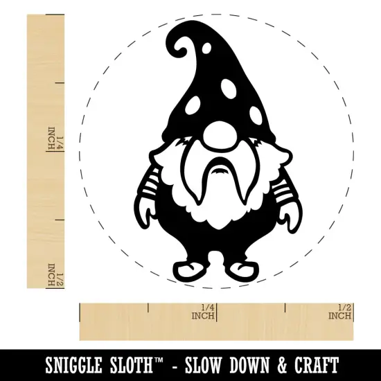 Cute Bearded Garden Gnome Self-Inking Rubber Stamp for Stamping Crafting Planners Pink {1}